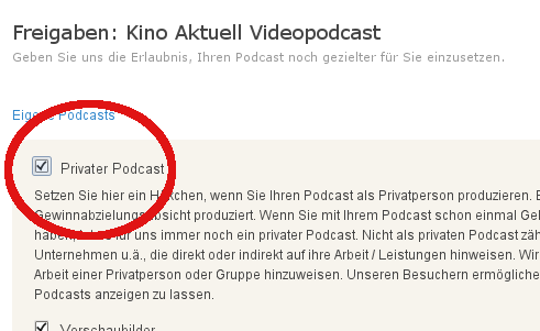 podcast.de Freigaben