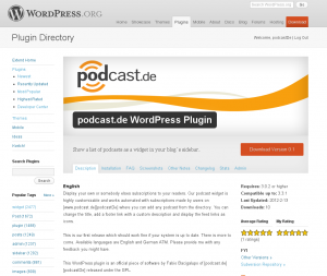 WordPress -Verzeichnis Screenshot mit Banner